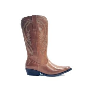 New Cognac Wide Calf Cowgirl Boot Size 7-13 Wide